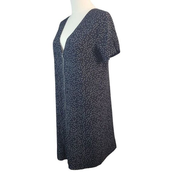 NEW Madewell Size 0 Front Zip Mini Dress Black and White Polka Dot V-Neck Lined - Picture 5 of 15